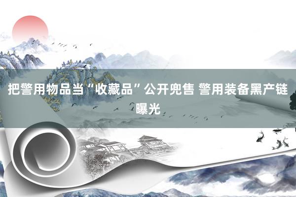 把警用物品当“收藏品”公开兜售 警用装备黑产链曝光