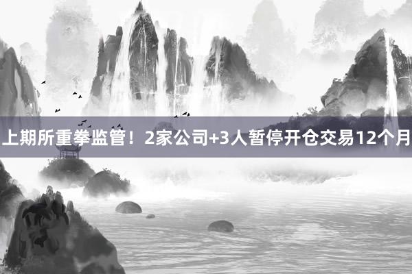 上期所重拳监管！2家公司+3人暂停开仓交易12个月