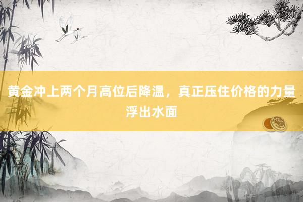 黄金冲上两个月高位后降温，真正压住价格的力量浮出水面
