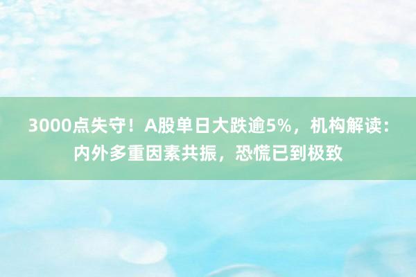 3000点失守！A股单日大跌逾5%，机构解读：内外多重因素共振，恐慌已到极致