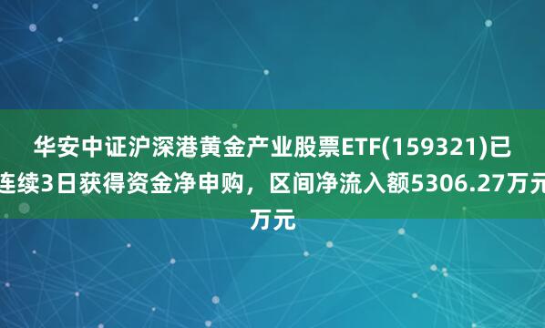 华安中证沪深港黄金产业股票ETF(159321)已连续3日获得资金净申购，区间净流入额5306.27万元