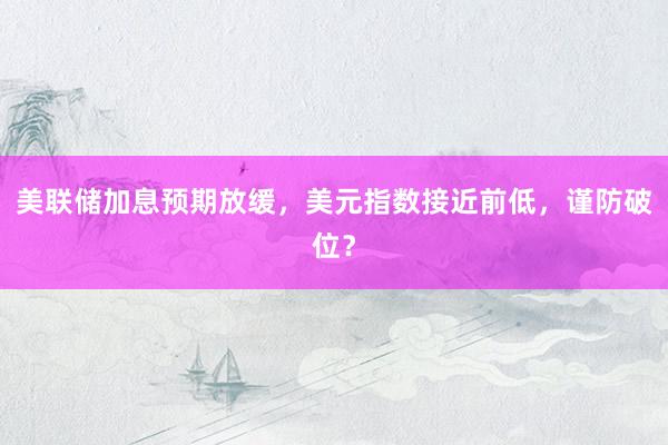 美联储加息预期放缓，美元指数接近前低，谨防破位？