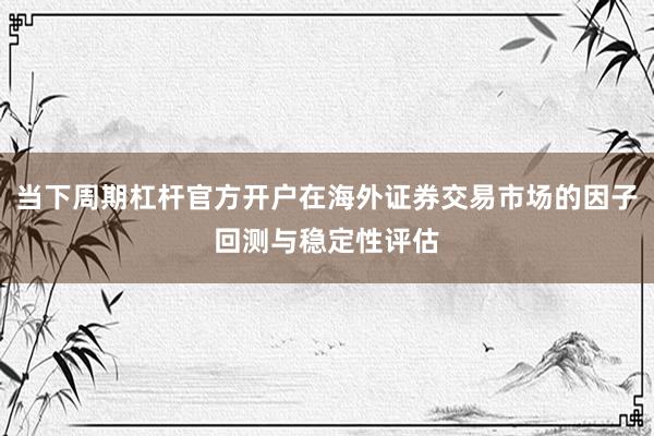 当下周期杠杆官方开户在海外证券交易市场的因子回测与稳定性评估