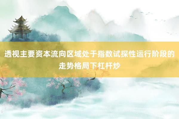 透视主要资本流向区域处于指数试探性运行阶段的走势格局下杠杆炒