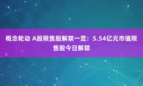 概念轮动 A股限售股解禁一览：5.54亿元市值限售股今日解禁