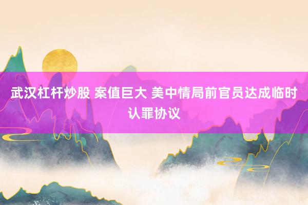 武汉杠杆炒股 案值巨大 美中情局前官员达成临时认罪协议