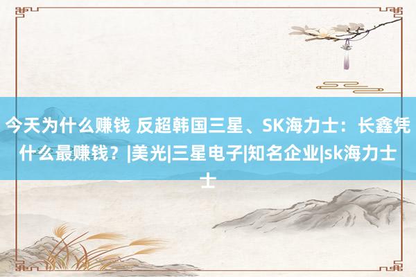 今天为什么赚钱 反超韩国三星、SK海力士：长鑫凭什么最赚钱？|美光|三星电子|知名企业|sk海力士