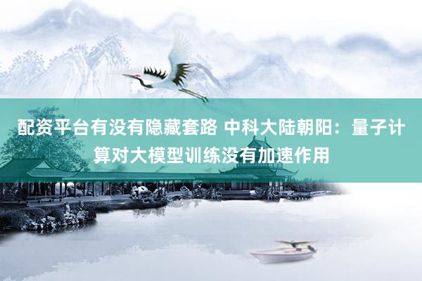 配资平台有没有隐藏套路 中科大陆朝阳：量子计算对大模型训练没有加速作用
